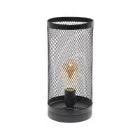 Simple Designs Lt1075-Blk Black Mesh Cylindrical Steel Table Lamp