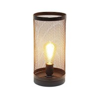 Simple Designs Lt1075-Blk Black Mesh Cylindrical Steel Table Lamp