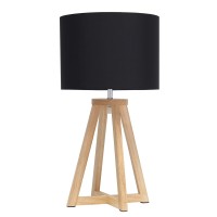 Simple Designs Lt1069Nbk Interlocked Triangular Wood Fabric Shade Table Lamp Naturalblack