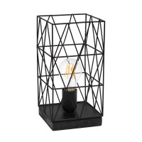 Simple Designs Lt1073-Blk Geometric Square Metal Table Lamp, Black