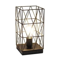 Simple Designs Lt1073-Blk Geometric Square Metal Table Lamp, Black