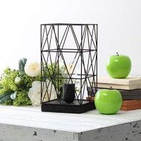 Simple Designs Lt1073-Blk Geometric Square Metal Table Lamp, Black