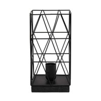 Simple Designs Lt1073-Blk Geometric Square Metal Table Lamp, Black