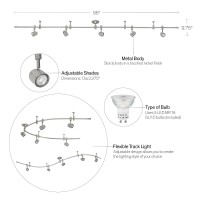 Catalina Lighting 96 Track Ceiling Light Brushed Nickel Transitional 5Light Led Flex Track Bulb Included For Kitchen Liv