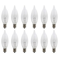 Creative Hobbies Replacement Light Bulbs For Electric Candle Lamps, Flame Tip Bulbs For Window Candles, Chandeliers - 7 Watt - 120 Volt - E12 Candelabra- Pack Of 12