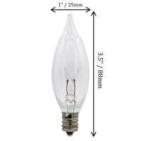 Creative Hobbies Replacement Light Bulbs For Electric Candle Lamps, Flame Tip Bulbs For Window Candles, Chandeliers - 7 Watt - 120 Volt - E12 Candelabra- Pack Of 12