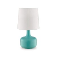 Benjara Metal Pot Belly Base Table Lamp With 3 Way Touch Light, White And Sky Blue