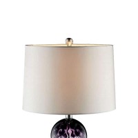 Benjara Table Lamp With Stacked Ball Base And Round Tier Support, Purple, Blue And Silver