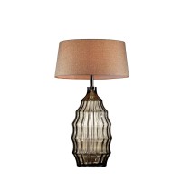 Benjara Bottle Like Base Table Lamp With Hand Blown Wavy Pattern, Silver And Brown