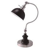 Benjara Industrial Style Vintage Table Lamp With Curved Stem, Silver And Black