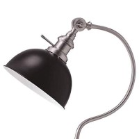 Benjara Industrial Style Vintage Table Lamp With Curved Stem, Silver And Black