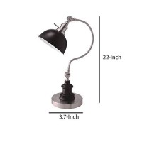 Benjara Industrial Style Vintage Table Lamp With Curved Stem, Silver And Black