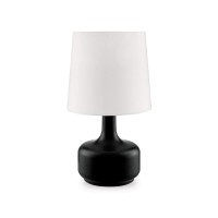 Benjara Pot Belly Base Table Lamp With Flared Shade And 3 Way Touch Light, Black