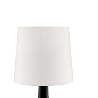 Benjara Pot Belly Base Table Lamp With Flared Shade And 3 Way Touch Light, Black