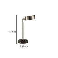 Benjara Table Lamp With Stalk Metal Support And Adjustable Head, Black And Silver