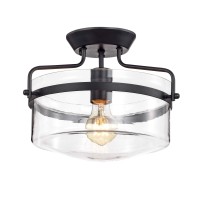 Warehouse Of Tiffany Cm018/1 Merwin 1-Light Matte Black Semi-Flush Ceiling Lamp Flushmount