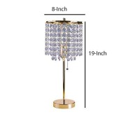 Benjara Contemporary Style Table Lamp With Stalk Support And Round Base, Gold