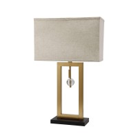 Benjara Contemporary Table Lamp With Rectangular Frame Base, Gold And Black