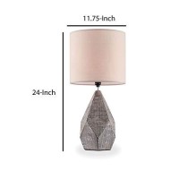 Benjara Contemporary Table Lamp With Geometric Design And Multiple Facets, Gray