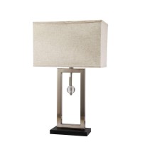 Benjara Contemporary Table Lamp With Rectangular Frame Base, Silver And Black