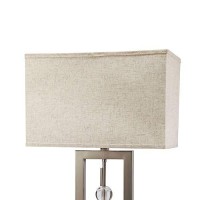 Benjara Contemporary Table Lamp With Rectangular Frame Base, Silver And Black