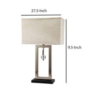 Benjara Contemporary Table Lamp With Rectangular Frame Base, Silver And Black