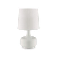 Benjara Contemporary Table Lamp With Tapered Drum Shade And Pot Belly Base, White