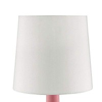 Benjara Pink Contemporary Table Lamp With Pot Belly Base With Matte Finish