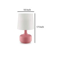 Benjara Pink Contemporary Table Lamp With Pot Belly Base With Matte Finish