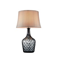 Benjara Contemporary Table Lamp With Hand Blown Glass Pattern, Gray And Gold