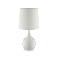 Benjara Contemporary Metal Bulb Like Base Table Lamp With Drum Shade, White