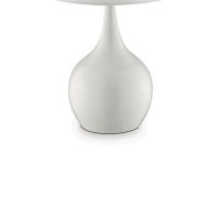 Benjara Contemporary Metal Bulb Like Base Table Lamp With Drum Shade, White