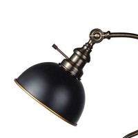 Benjara Industrial Style Table Lamp With Curved Stem And Round Base, Black And Gold