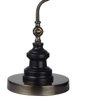 Benjara Industrial Style Table Lamp With Curved Stem And Round Base, Black And Gold