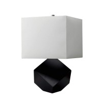 Benjara Contemporary Table Lamp With 3D Wooden Geometric Base, Black