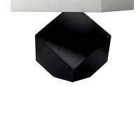 Benjara Contemporary Table Lamp With 3D Wooden Geometric Base, Black