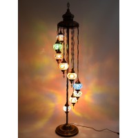 9 Big Globes Multicolour Turkish Moroccan Mosaic Floor Lamp Light, Bohemian Boho Tiffany Mosaic Floor Lamp With North American Plug & Socket, 70