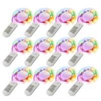 12 Pack Fairy Lights Battery Operated With Timer 6.5Feet Silver Wire 20 Leds Waterproof 8 Modes Twinkle Lights,Garden Bedroom Wedding Christmas Party Mason Jar Decor Celebration Lighting (Multicolor)