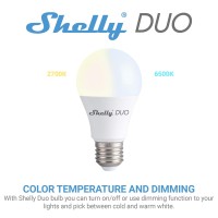 Shelly Duo E26 | Wi-Fi Operated Bulb With Dimming And Power Measurement | Home Automation |Ios Android App |Alexa And Google Home Compatible Elegant Design And Colour Temperature Regulation (1 Pack)