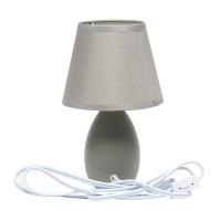 Mini Egg Oval Ceramic Table Lamp 2 Pack Set Gray