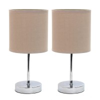 Simple Designs Incandescent Table Lamp Set Grey (Lt2007-Gry-2Pk)