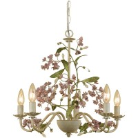 The AF Lighting 70455H Grace FiveLight Chandelier features cut metal with an antique cream finish This countrystyle chandelier is part of the Elements series and uses five 60watt candle base bulbs not included Its hardwire or swag kit optional and due to 