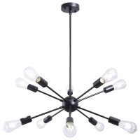 Alisadaboy Modern Chandelier Matte Black Sputnik Light Fixture Vintage 10-Light Pendant Lighting Industrial Lamp For Living Dining Room Kitchen Foyer Hallway Bedroom