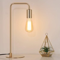 Js Nova Juns Edison Table Lamp Industrial Desk Lamps Set Of 2 Small Gold Metal Lamp Suit For Bedside Nighstand Dressers Coffee