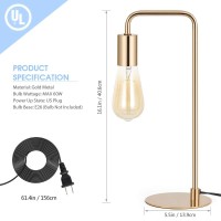 Js Nova Juns Edison Table Lamp Industrial Desk Lamps Set Of 2 Small Gold Metal Lamp Suit For Bedside Nighstand Dressers Coffee