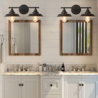 Caduke Bathroom Vanity Light 2 Light Wall Sconce Fixture, Black Industrial Wall Light In Bathroom Vanity Mirror Cabinets Dressing Table Farmhouse