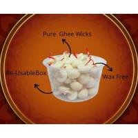 Billion Deals Pure Cow Ghee Lamp (Pack Of 100 Pcs) Readymade Ghee Cotton Wicks | Arti Diya For Pooja | Ghee Wicks Batti | Easy Ghee Diya Wicks|Ghee Candles Cow Ghee Wicks |Ghee Jyoti Batti