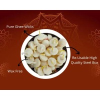 Billion Deals Pure Cow Ghee Lamp (Pack Of 100 Pcs) Readymade Ghee Cotton Wicks | Arti Diya For Pooja | Ghee Wicks Batti | Easy Ghee Diya Wicks|Ghee Candles Cow Ghee Wicks |Ghee Jyoti Batti