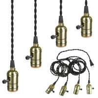 4 Vintage Light Sockets Pendant Hanging Light Cord Kit With Switches, E26/E27 Solid Industrial Lamp Sockets Cord For Kitchens/Dining Rooms/Bars/Restaurants