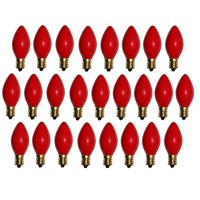 Dobar C7 Christmas Lights Replacement Bulbs - Red C7 Replacement Bulbs - E12 Candelabra Base - 5 Watt, 120 Volt - Set Of 25